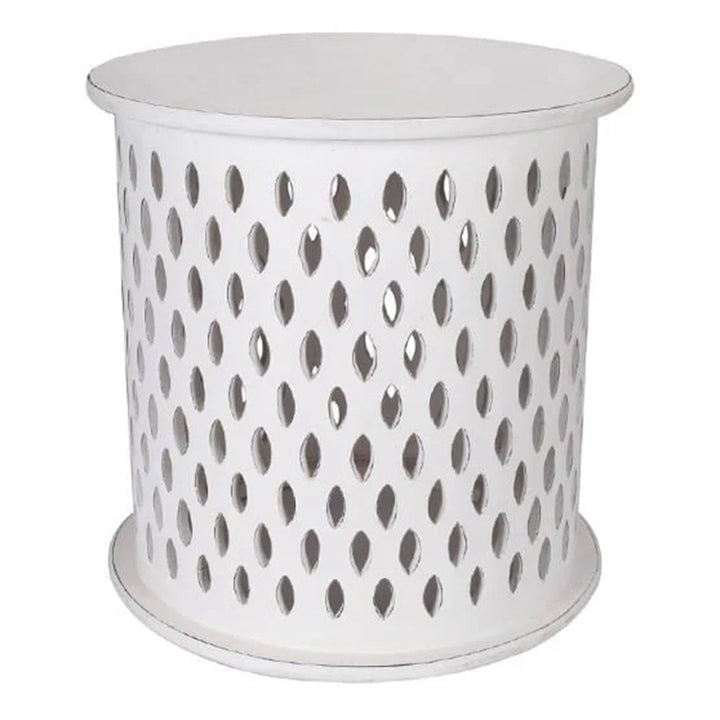 Bongo Round Side Table - Distressed White