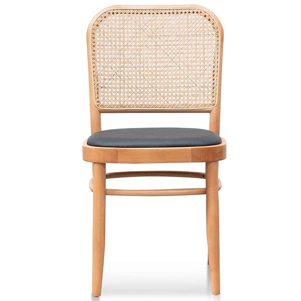Bonilla Black Cushion Dining Chair - Natural Rattan and Frame
