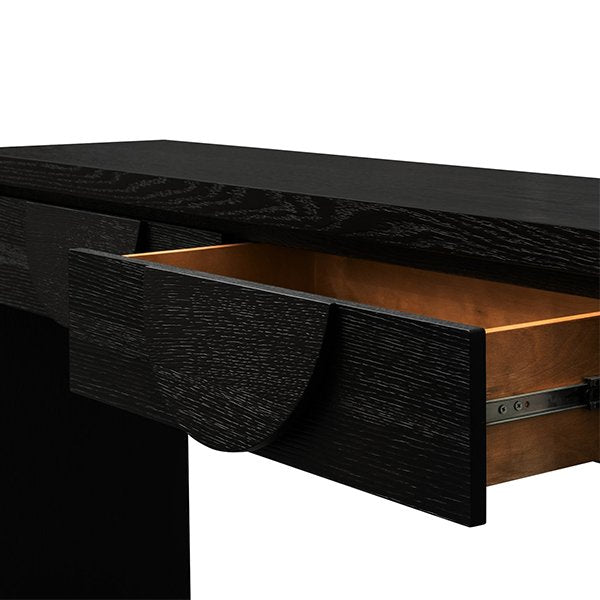 Bonnie 140cm Wooden Console Table with Drawers - Textured Espresso Black