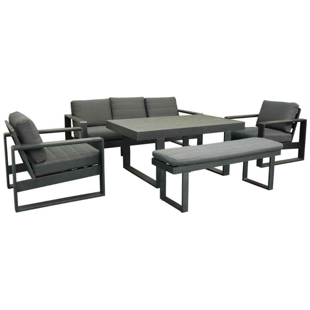 Bonnie 5 Piece Mid Height Outdoor Sofa Dining Set - Charcoal