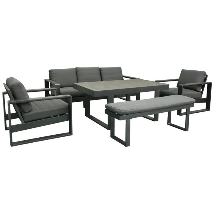 Bonnie 5 Piece Mid Height Outdoor Sofa Dining Set - Charcoal