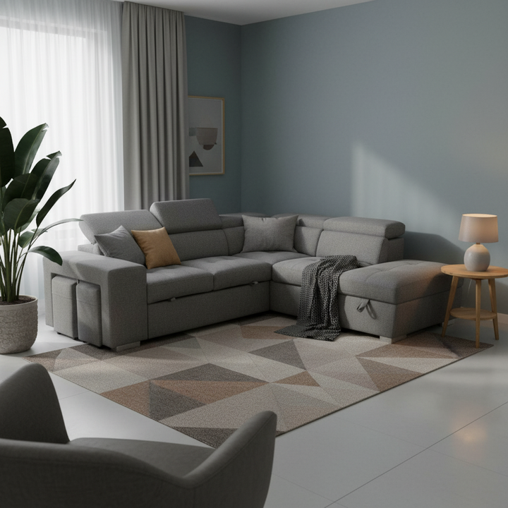 Bourke Corner Sofa Bed with Storage Ottoman