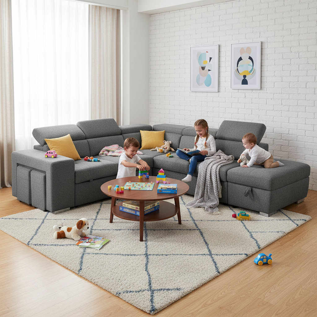 Bourke Corner Sofa Bed with Storage Ottoman