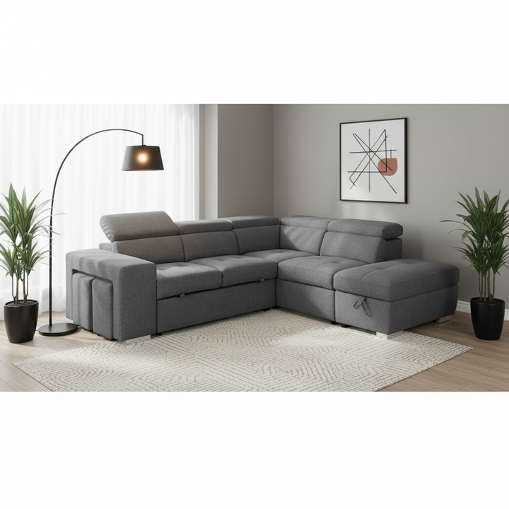 Bourke Corner Sofa Bed with Storage Ottoman