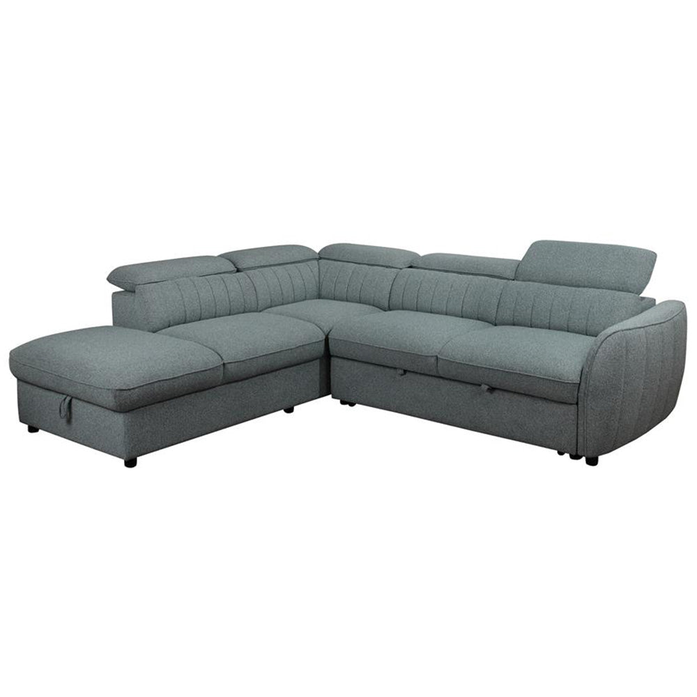 Bozeman Fabric Sofa Bed + LHF Storage Chaise - Sage