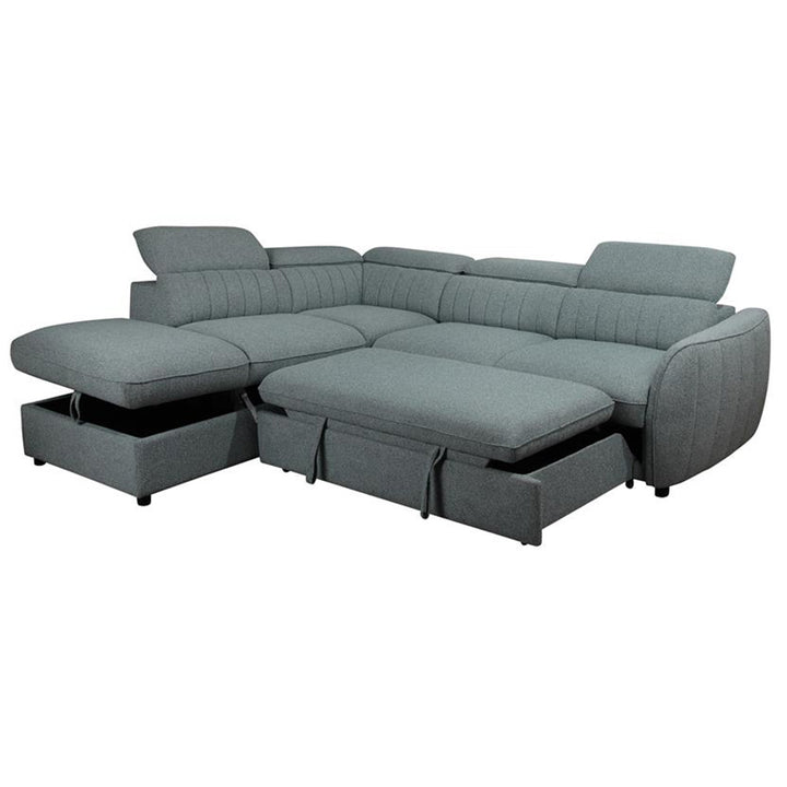Bozeman Fabric Sofa Bed + LHF Storage Chaise - Sage