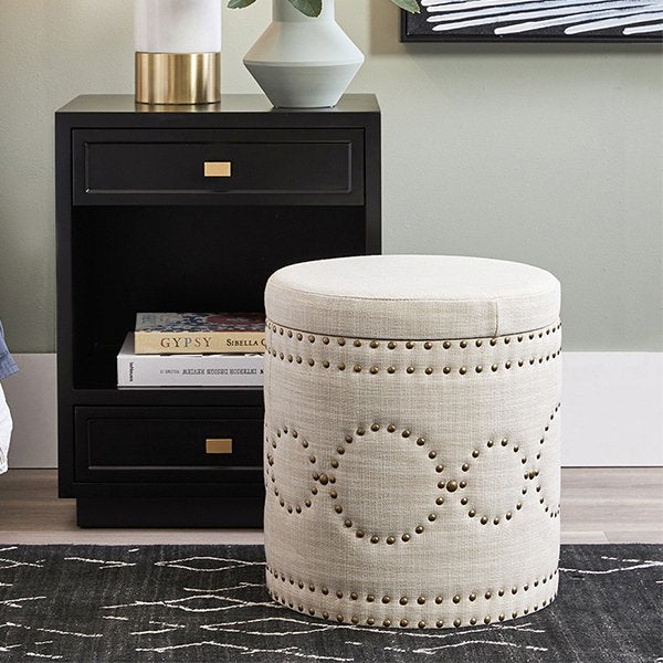 Bradshaw Round Storage Stool - Natural Linen