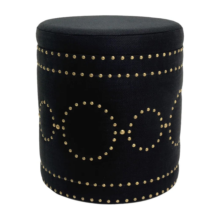 Bradshaw Round Storage Stool - Black Linen