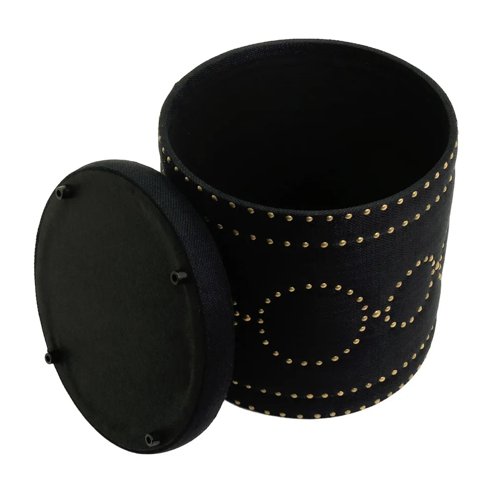 Bradshaw Round Storage Stool - Black Linen