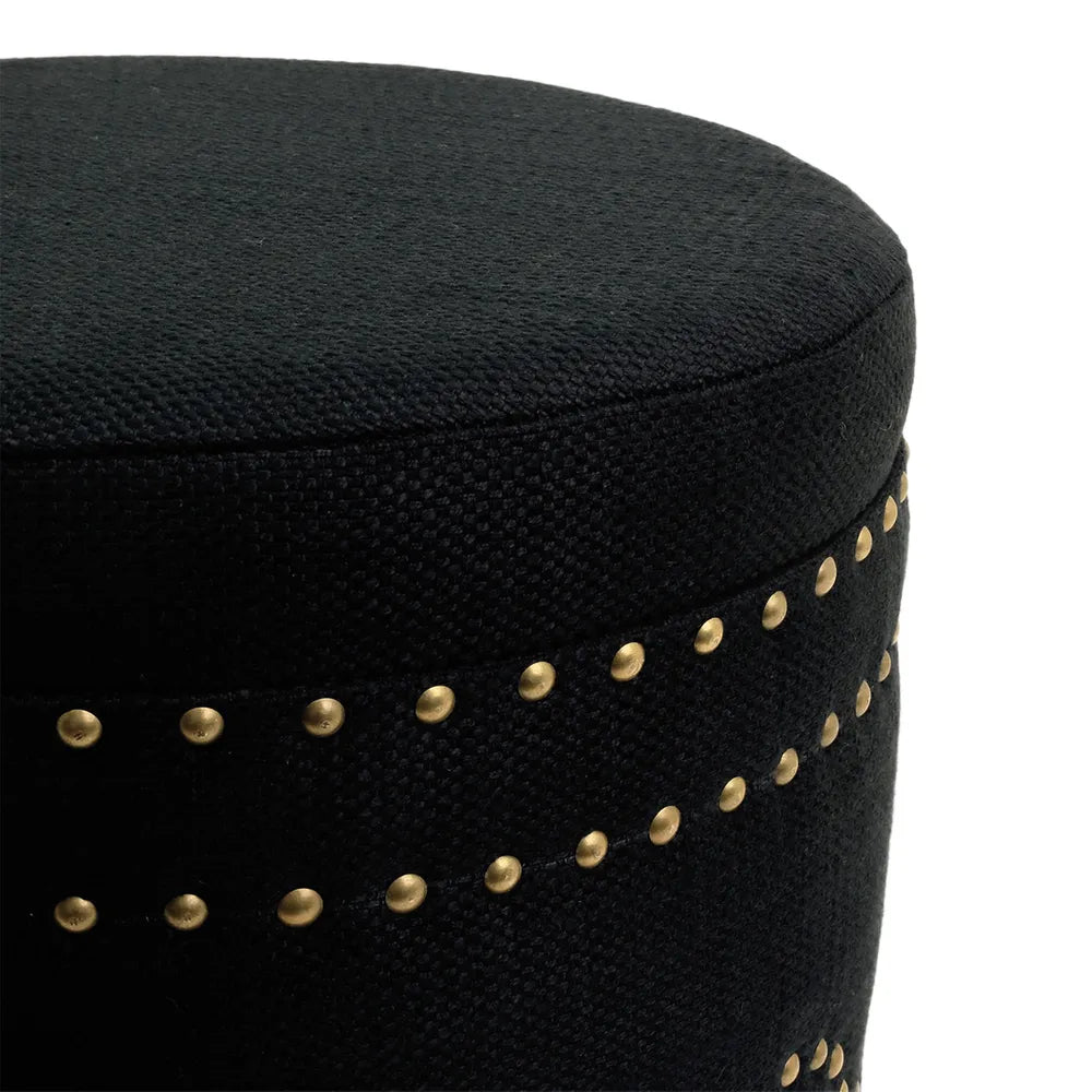 Bradshaw Round Storage Stool - Black Linen