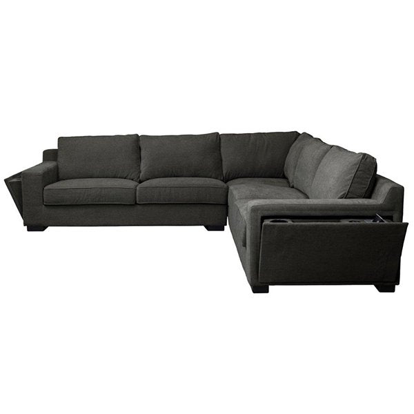 Lidcombe Fabric 4 Seater Modular Corner Sofa - Black