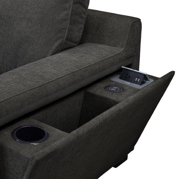 Lidcombe Fabric 4 Seater Modular Corner Sofa - Black