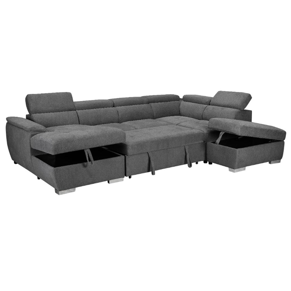 Bringelly Fabric Sofa Bed with Storage - Dark Grey