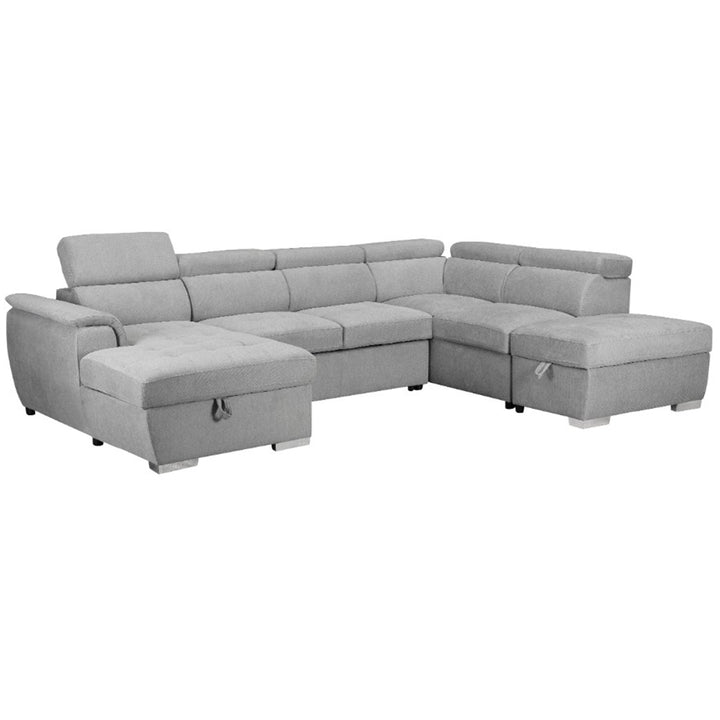 Bringelly Fabric Sofa Bed with Storage - Light Grey