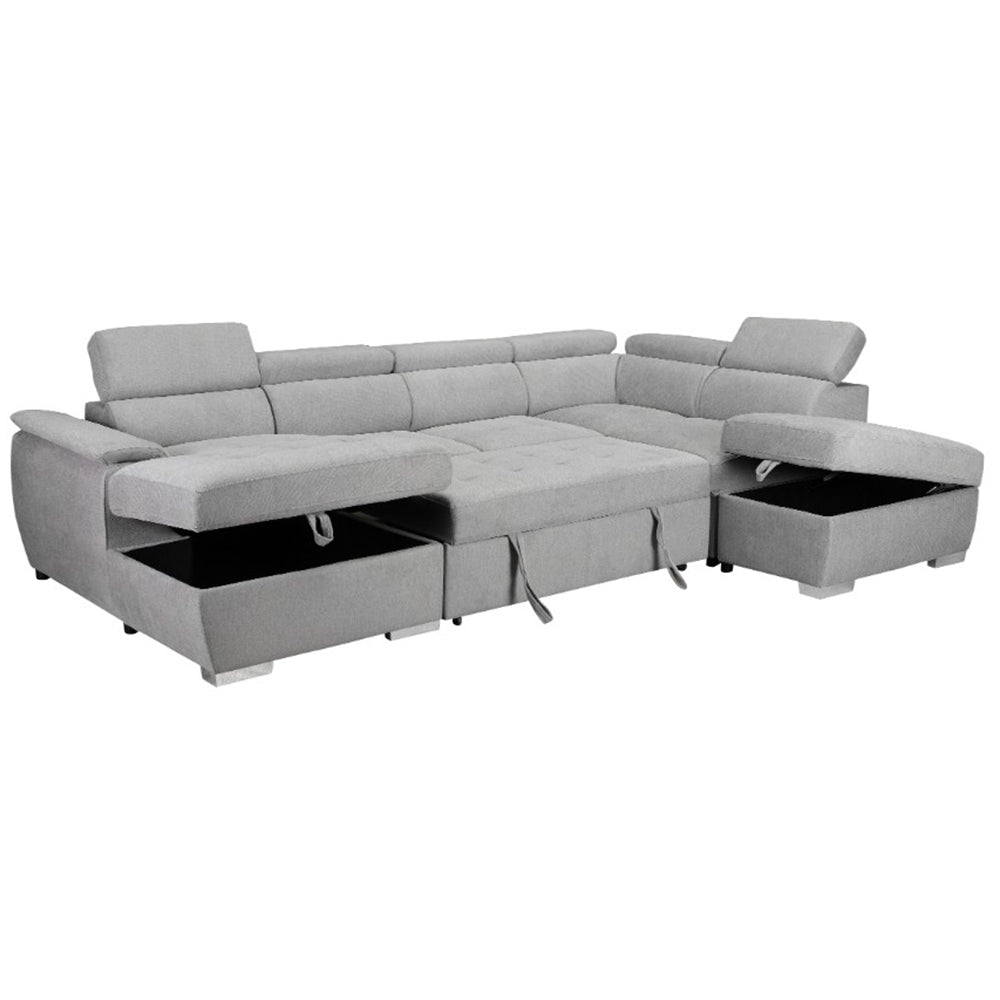 Bringelly Fabric Sofa Bed with Storage - Light Grey