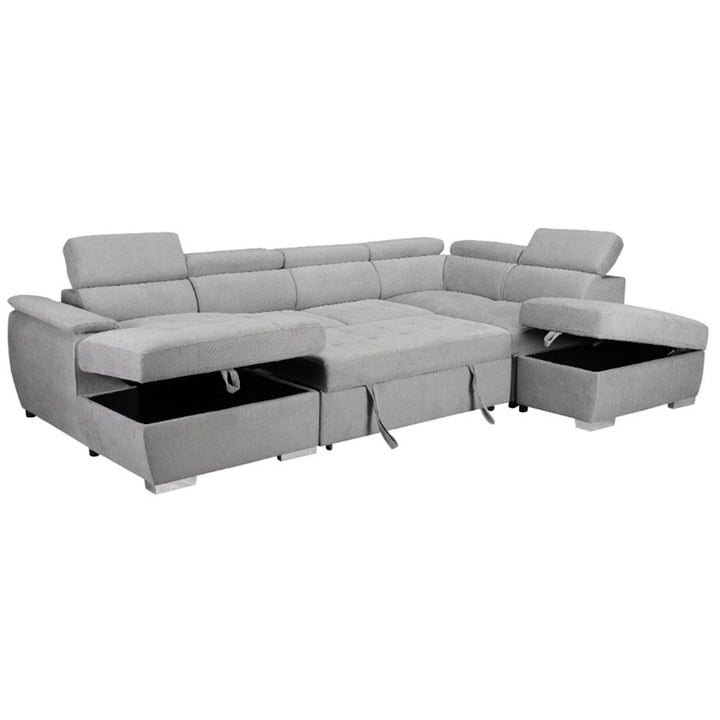 Bringelly Fabric Sofa Bed with Storage - Light Grey