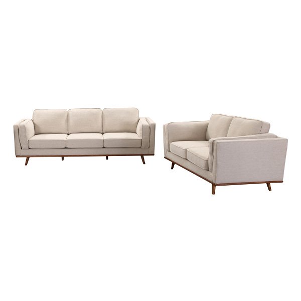 Brooklyn 5 Seater Fabric Sofa Set - Stone