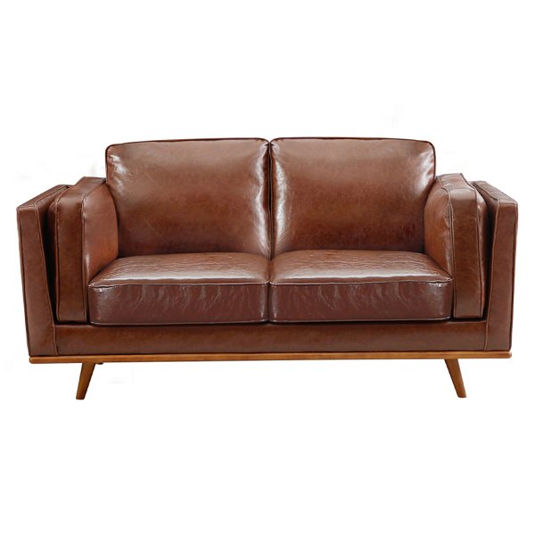 Brooklyn Faux Leather 2 Seater Sofa - Brown