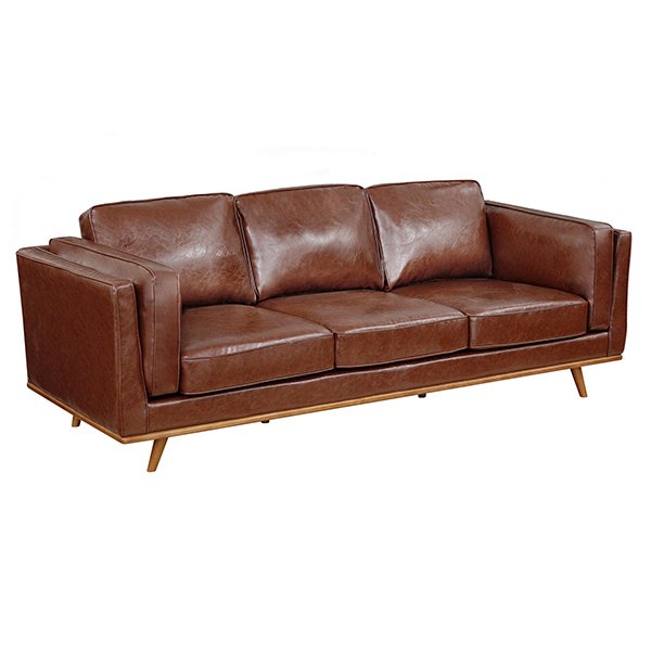 Brooklyn Faux Leather 3 Seater Sofa - Brown