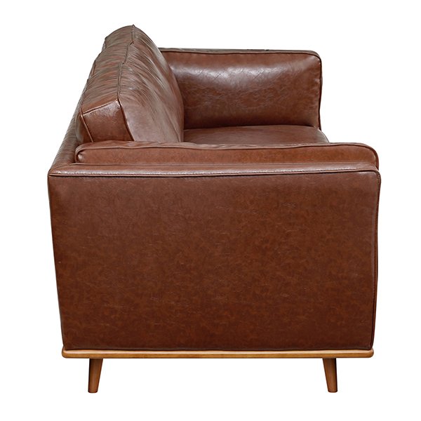 Brooklyn Faux Leather 3 Seater Sofa - Brown