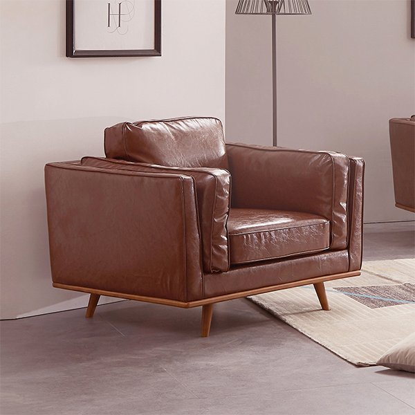 Brooklyn Faux Leather Armchair - Brown