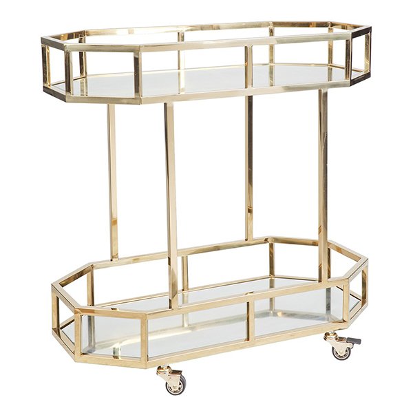 Brooklyn Mirrored Bar Cart - Gold