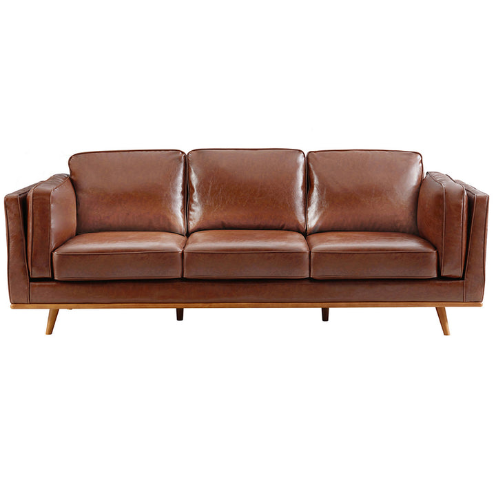 Modern Brooklyn 3 Seater Sofa - Brown Eco Leather