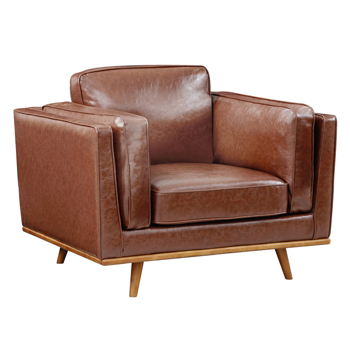 Modern Brooklyn Armchair - Brown Eco Leather