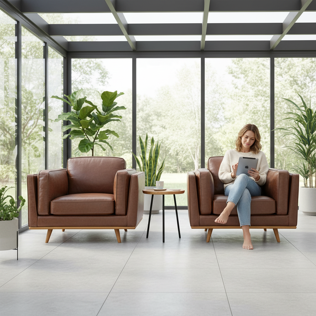 Modern Brooklyn Armchair - Brown Eco Leather