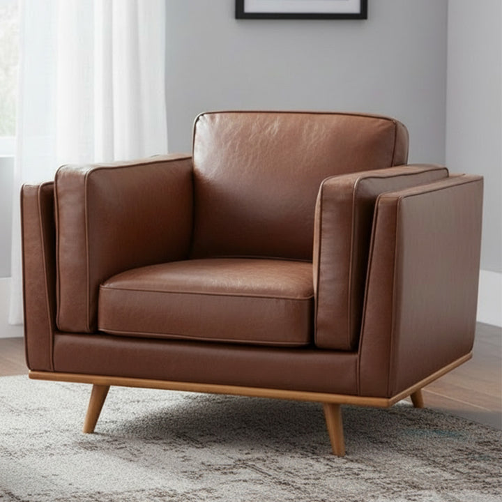 Modern Brooklyn Armchair - Brown Eco Leather