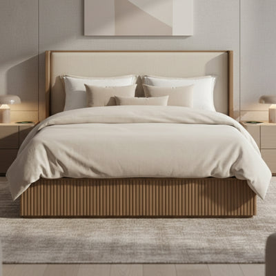 Bunbury Designer Oak Bed - Queen