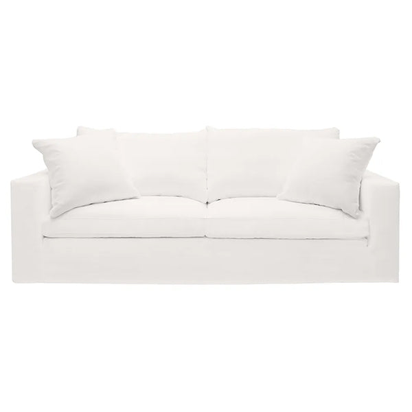 Bungalow 3 Seater Slip Cover Sofa - White Cotton