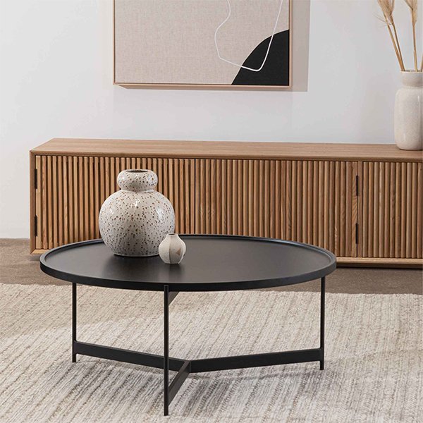 Burton 90cm Round Coffee Table - Matte Black