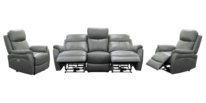 Oakdale Electric Leather Recliner Sofa Set - Gunmetal