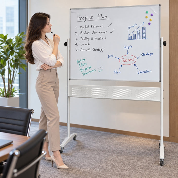 CV Office Porcelain Mobile Whiteboard