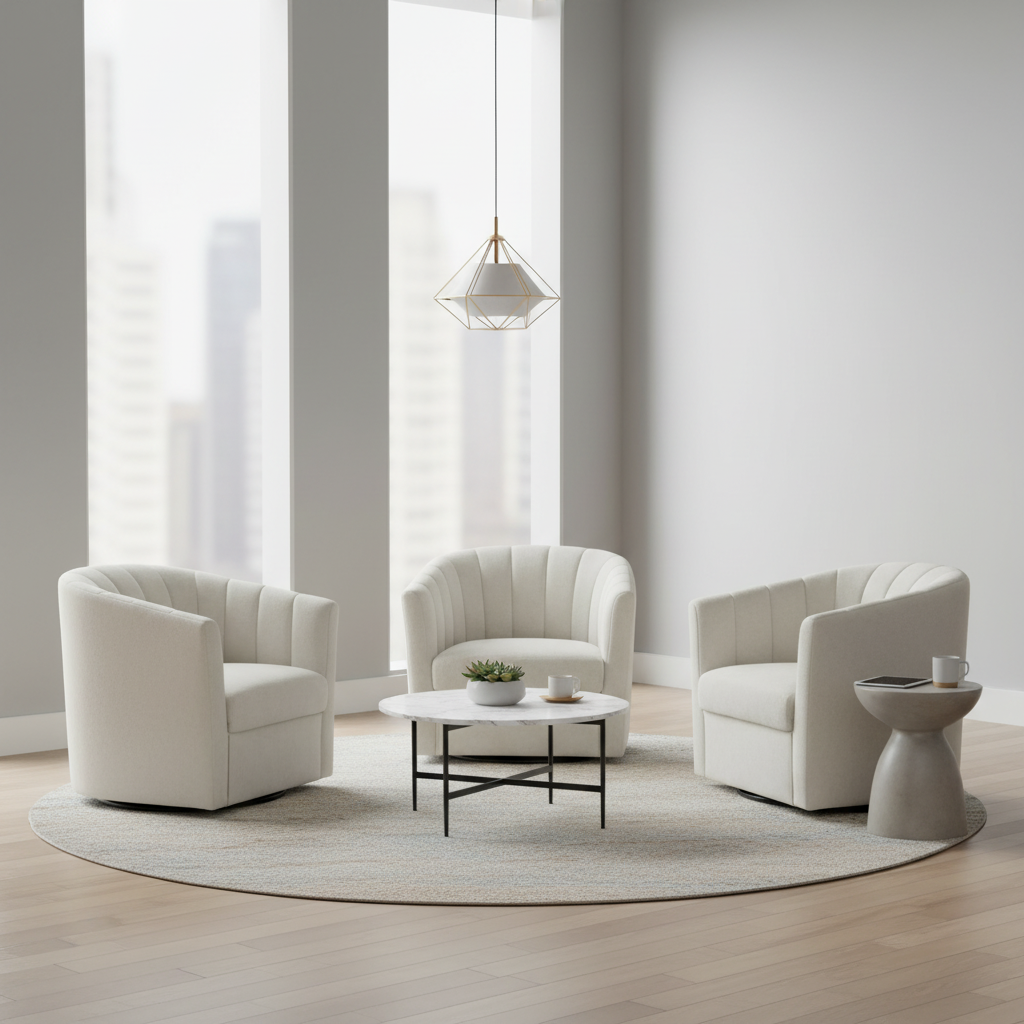 Cadman Swivel Armchair - Fawn Chenille