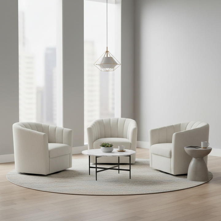 Cadman Swivel Armchair - Fawn Chenille