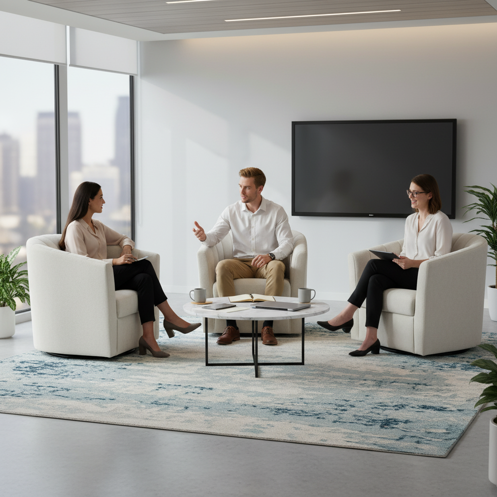 Cadman Swivel Armchair - Fawn Chenille