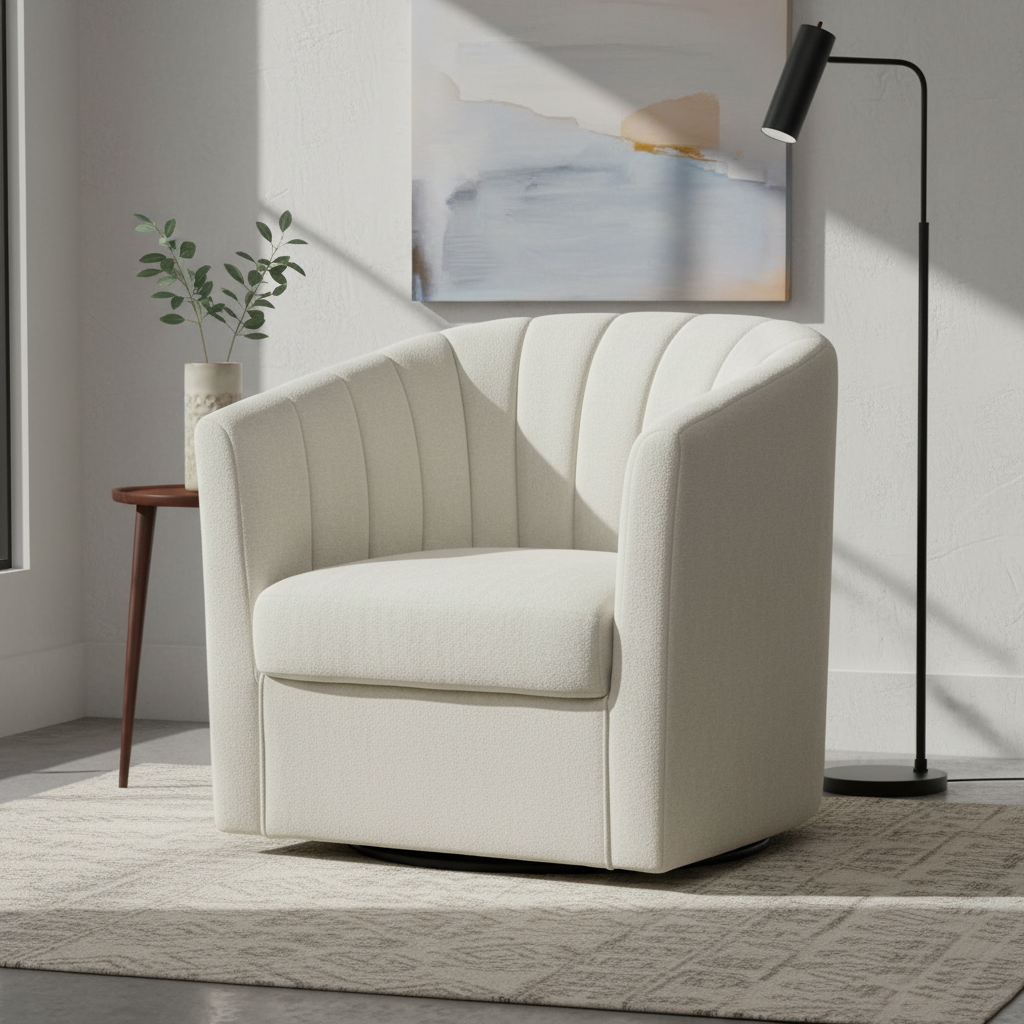 Cadman Swivel Armchair - Fawn Chenille