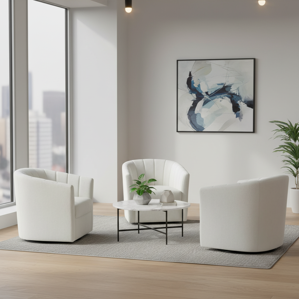 Cadman Swivel Armchair - Ivory