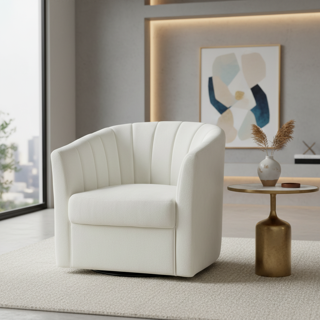 Cadman Swivel Armchair - Ivory