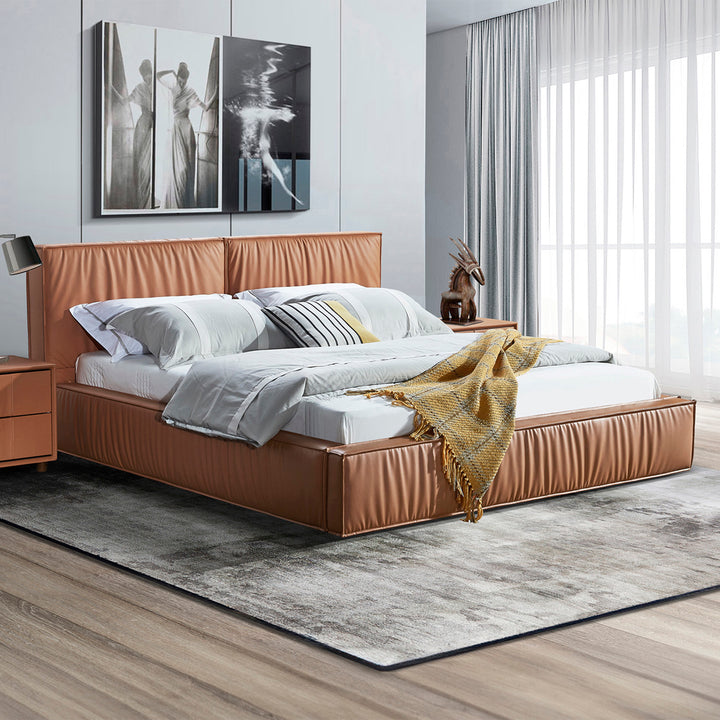 Caelum Faux Leather Platform Bed - Queen