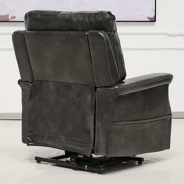 Caleb Faux Black Leather Electric Recliner Chair