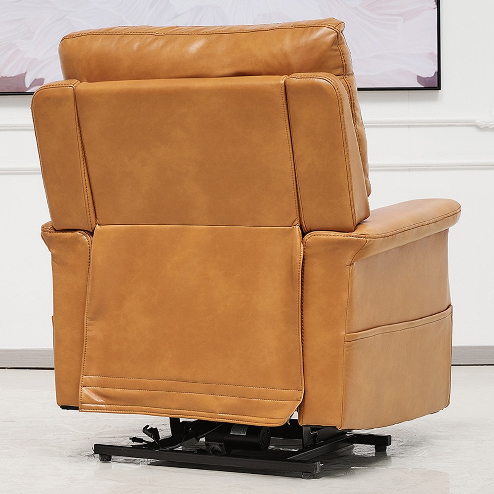 Caleb Faux Tan Leather Electric Recliner Chair