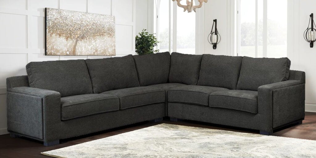 Lidcombe Fabric 4 Seater Modular Corner Sofa - Black