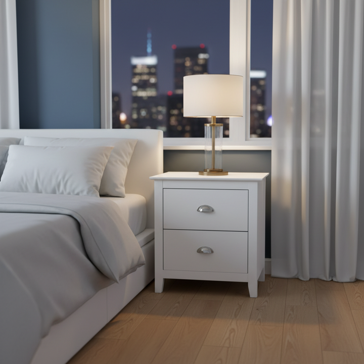 Callix White Bedside Table