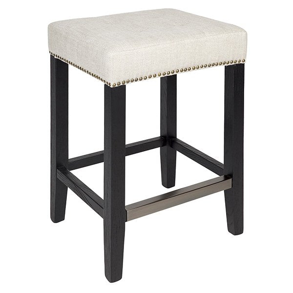 Canyon Black Kitchen Stool - Natural Linen