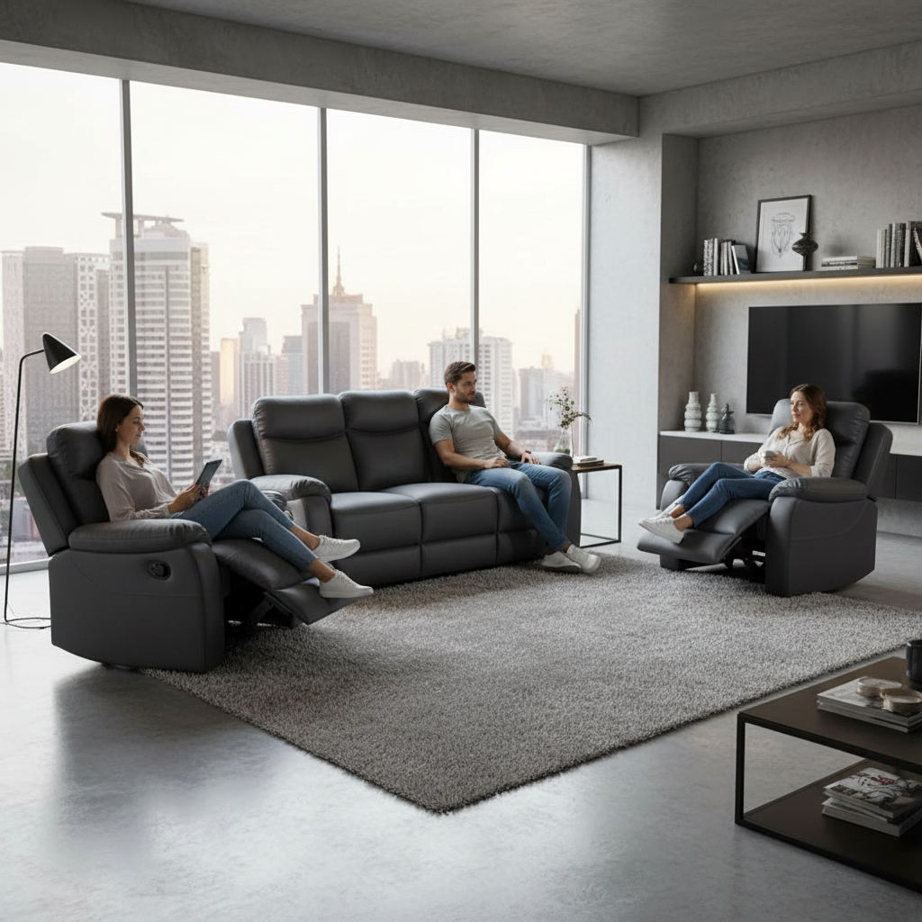 Capital 3-Piece Fabric Recliner Lounge Suite  - Anthracite