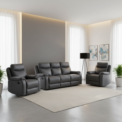 Capital 3-Piece Fabric Recliner Lounge Suite  - Anthracite