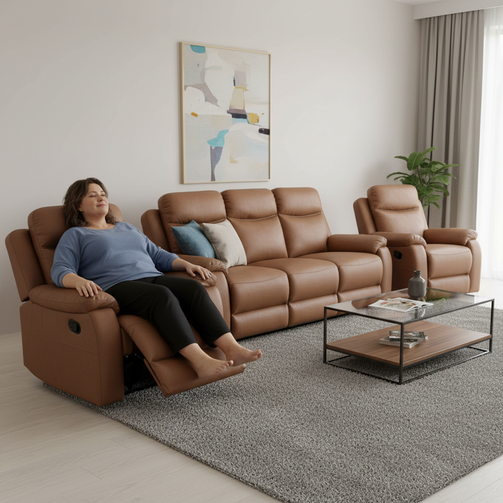 Capital 3-Piece Fabric Recliner Lounge Suite  - Tan
